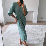Casual V-neck Knitted Dress