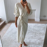 Casual V-neck Knitted Dress