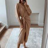 Casual V-neck Knitted Dress