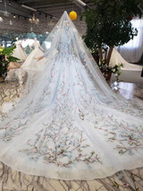 Stunning Long Sleeves Tulle Wedding Dress with Embroidery Bridal Gown W712