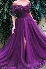 Luxury Off Shoulder Sweetheart Prom Dress with Appliques Party Gown D156