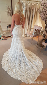 Mermaid Bridal Gown Spaghetti Straps Backless Lace Wedding Dress W642 Mermaid Bridal Gown Spaghetti Straps Backless Lace Wedding Dress W642