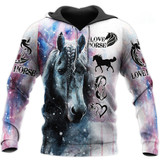 Love Horse Galaxy Gift Full Printed 3D Hoodie