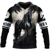 Love Black Horse Gift Full Printed 3D Hoodie
