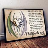 Dragon Couple Valentine Christmas Gift Meaningful Quote For Lover Vintage Poster