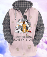 Just Freaking Love Cats Zip Hoodie