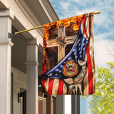 US Firefighter Christian Cross Flag