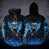 Personalized Customized Blue Flame Skull 3D Hoodie Gift For Skull Lover 3D Printed Hoodies