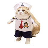 Funny Cat Costumes Sailor Cosplay Pet Apparel Halloween Clothes