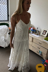 Charming Spaghetti Straps Backless Lace Wedding Dress W820