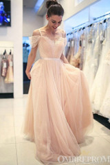 Chic Spaghetti Straps V Neck A Line Long Prom Dress D345