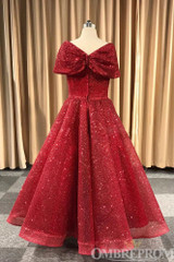 Stunning A Line V Neck Prom Dress with Sequins D340