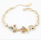 Gold Peacock Peafowl Charm Bracelet