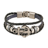 Handmade Retro Leather Woven Anchor Charm Bracelet Handmade Retro Leather Woven Anchor Charm Bracelet