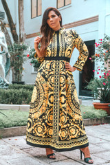 Donna Baroque Print Shirt Maxi Dress