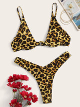 Snakeskin Underwire Top With High Cut Bikini Set