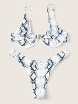Snakeskin Underwire Top With High Cut Bikini Set