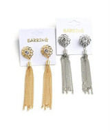 SUN SHAPE MULTI STONE TASSEL DROP EARRINGS