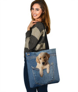 Golden Retriever Dog Jean Tote Bag Golden Retriever Dog Jean Tote Bag