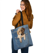 Golden Retriever Dog Jean Tote Bag Golden Retriever Dog Jean Tote Bag