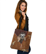 Personalized Customized Love Sloth 3D Printed Leather Pattern Tote Bag