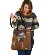 Personalized Customized Love Sloth 3D Printed Leather Pattern Tote Bag