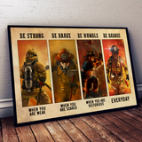 Firefighter Poster | Be Strong - Be Brave - Be Humble