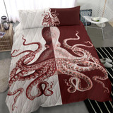 Red Octopus Art Contrast Bedding Set