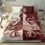 Red Octopus Art Contrast Bedding Set