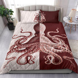 Red Octopus Art Contrast Bedding Set
