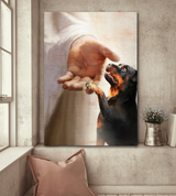 Jesus Take My Hand Rottweiler Dog Poster
