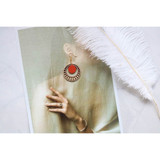Boho-style Art Wooden Earrings In Round Shape Handmade