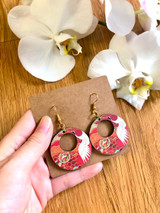 Boho-style Art Wooden Earrings In Round Shape Handmade