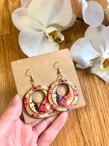 Boho-style Sun Moon Art Wooden Earrings In Round Shape Handmade