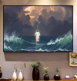 Jesus Christ He Walks On Water Art Poster