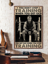 Bodybuilding Old Man Don't Stop Vintage Poster