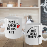 Luck Fisherman Best Catch His and Hers Matching Mugs-Couple Mugs