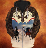 Love Horses Art Layout 3D Printed Zip Hoodie For Men & Women