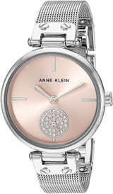 Anne Klein Women's Swarovski Crystal Accented Mesh Bracelet Gold-Tone Watch