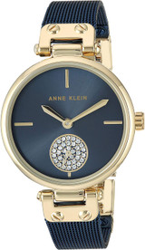 Anne Klein Women's Swarovski Crystal Accented Mesh Bracelet Gold-Tone Watch