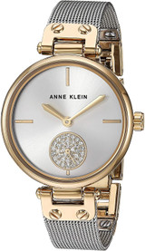 Anne Klein Women's Swarovski Crystal Accented Mesh Bracelet Gold-Tone Watch
