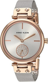 Anne Klein Women's Swarovski Crystal Accented Mesh Bracelet Gold-Tone Watch