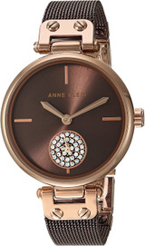 Anne Klein Women's Swarovski Crystal Accented Mesh Bracelet Gold-Tone Watch