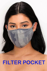 Camouflage Facemask with Filter Pocket and Filter