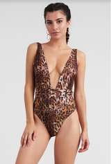 Feline Leopard Print One Piece Swimsuit