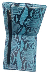 Blue Python Leather Wallet Simulated PU Bi-fold