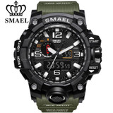 SMAEL Brand Men Sports Watches Dual Display Analog Digital LED Electronic Quartz Wristwatches Waterproof Swimming Military Watch