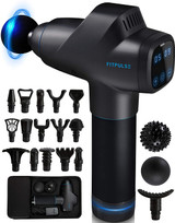 Massage Gun Deep Tissue Massager - Muscle Massage Gun Percussion Massage Gun for Athletes Percussion Massager Gun Deep Tissue Massage Gun Muscle Gun Massager Fascia Gun Black with Chrome Blue