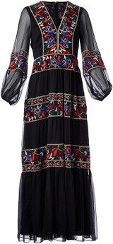 BCBGMAXAZRIA Women's Floral Embroidered Maxi Dress