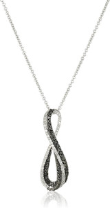 Sterling Silver Black and White Diamond Infinity Pendant Necklace (1/3 cttw), 18" Sterling Silver Black and White Diamond Infinity Pendant Necklace (1/3 cttw), 18"